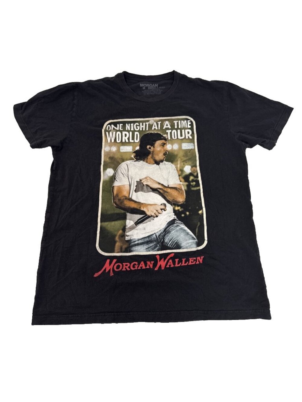 Morgan Wallen Shirt Black One Night At A Time World Tour Concert Tee Shirt Sz L